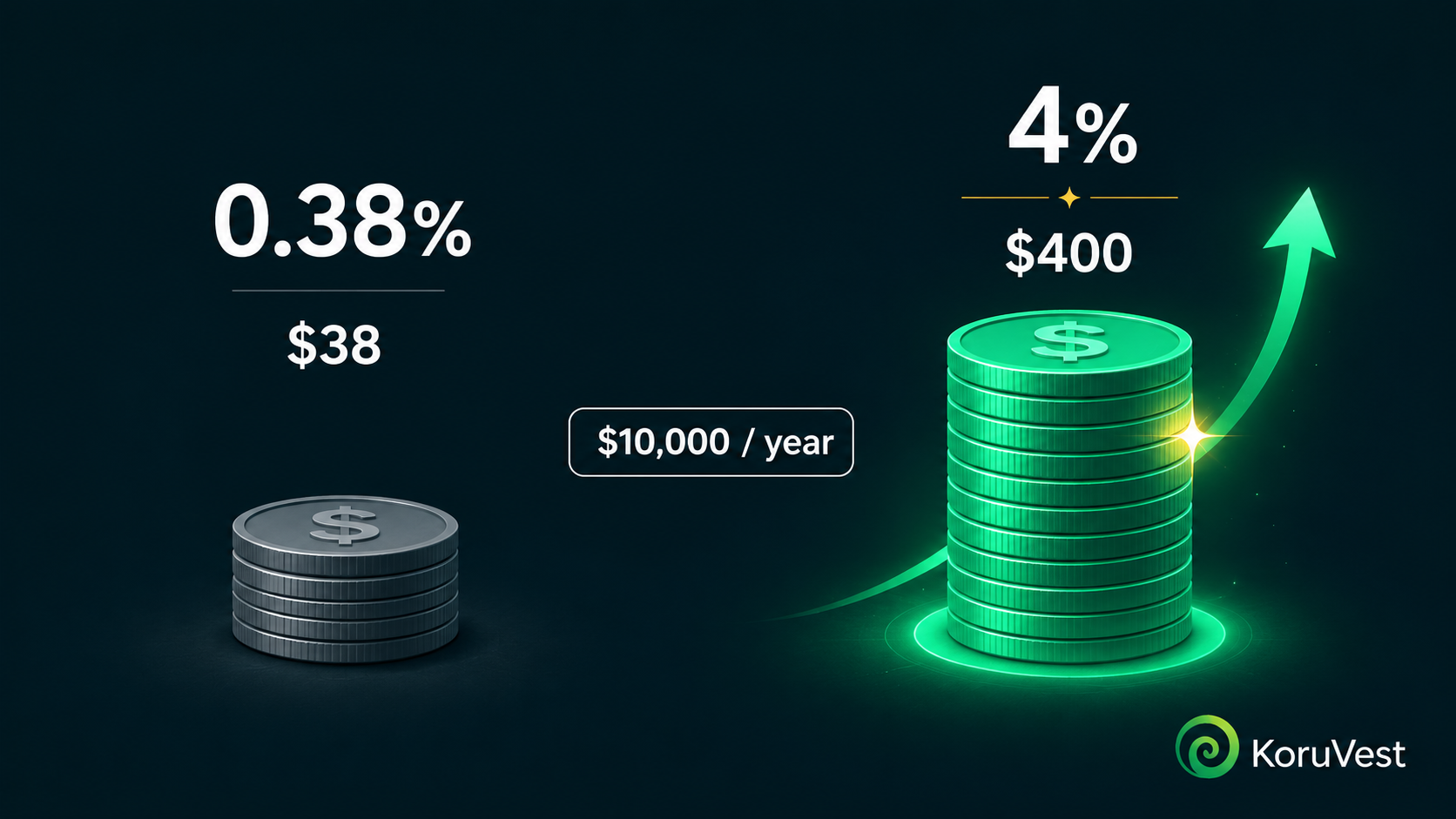 High-yield savings account at 4% APY earning about $400 a year on $10,000 versus $38 at the 0.38% national average