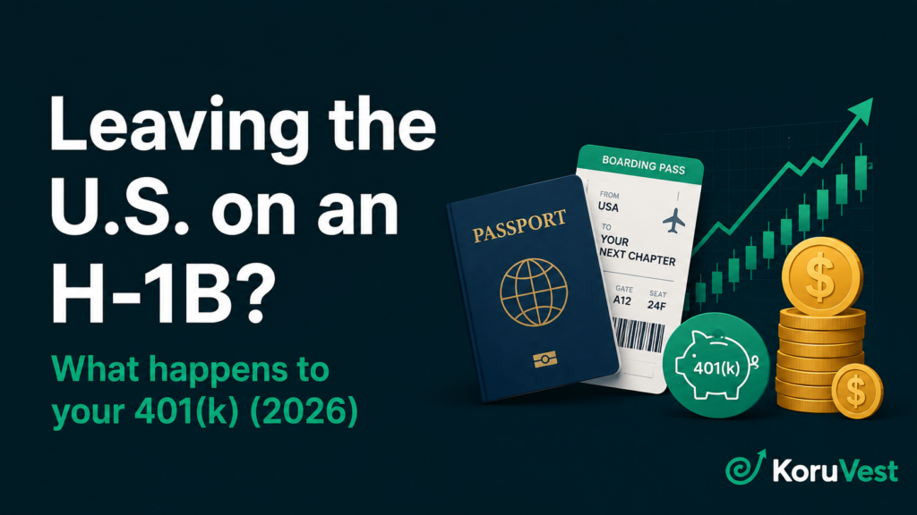 H-1B worker reviewing a 401(k) account balance while packing to leave the United States